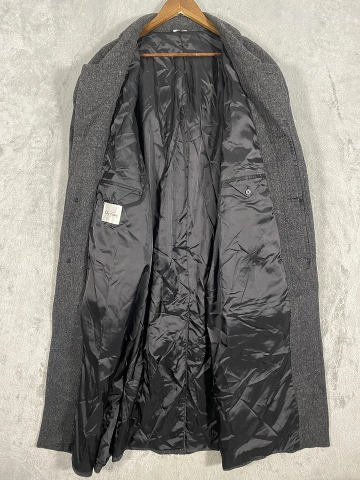 Abrigo De Colección Oleg Cassini Para Hombre 48 Largo Gris Lana Cachemira Tweed Suave Clásico Foto 3 de 4