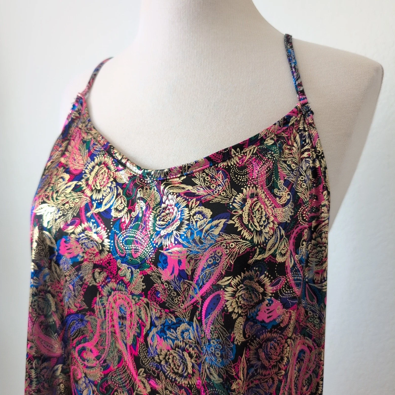 UNDERCOVER Camicia da notte donna vintage Y2K abito slip lingerie L raso seta metallizzato Barbie