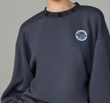 Savage X Fenty Dark Gray Fleece Pullover Sweatshirt Logo Patch Women's Size L