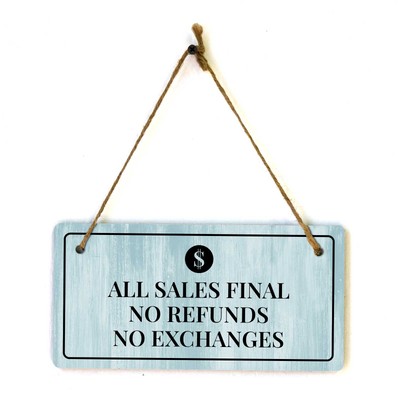 Sales & Solicitation | Rustic Light Blue Wood 5 x 10'' Hanging Signs