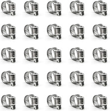 Hose Clamp, 25 Pack Stainless Steel Worm Gear Fuel Line Hose Clamps, 6-12Mm 1/4