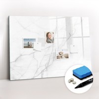 Magnetboard Glas Inkl Magneten Marker Schwamm Dekorativer Marmor 100X70 Cm
