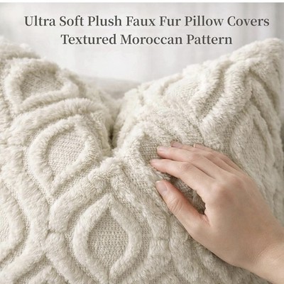 Throw Pillow Covers 18x18 Inch Set of 2, Soft Plush Faux Wool