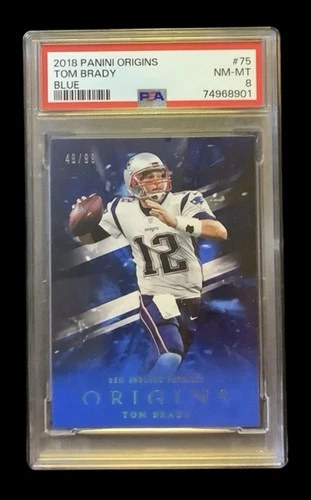 2018 panini origins #75 tom brady; blue 49/99 variation PSA 8  **COLOR MATCH