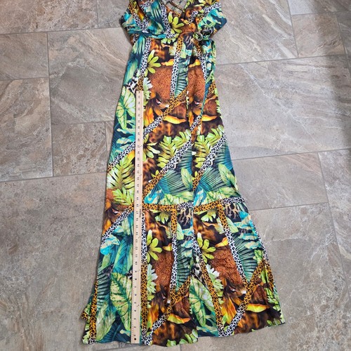 Marciano Guess Maxi Dress Women L Tropical Animal Print Silk - Picture 7 of 10
