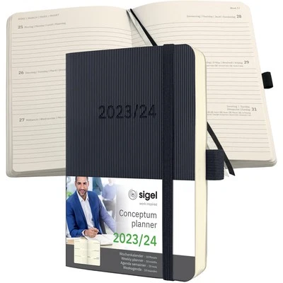 C2407 Terminplaner Wochenkalender 2023/2024 ca. A6 schwarz Softcover 240 Seit...