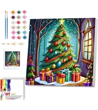 Arttoplus Paint By Number Kit With Frame Christmas Tree 11.8x11.8inches