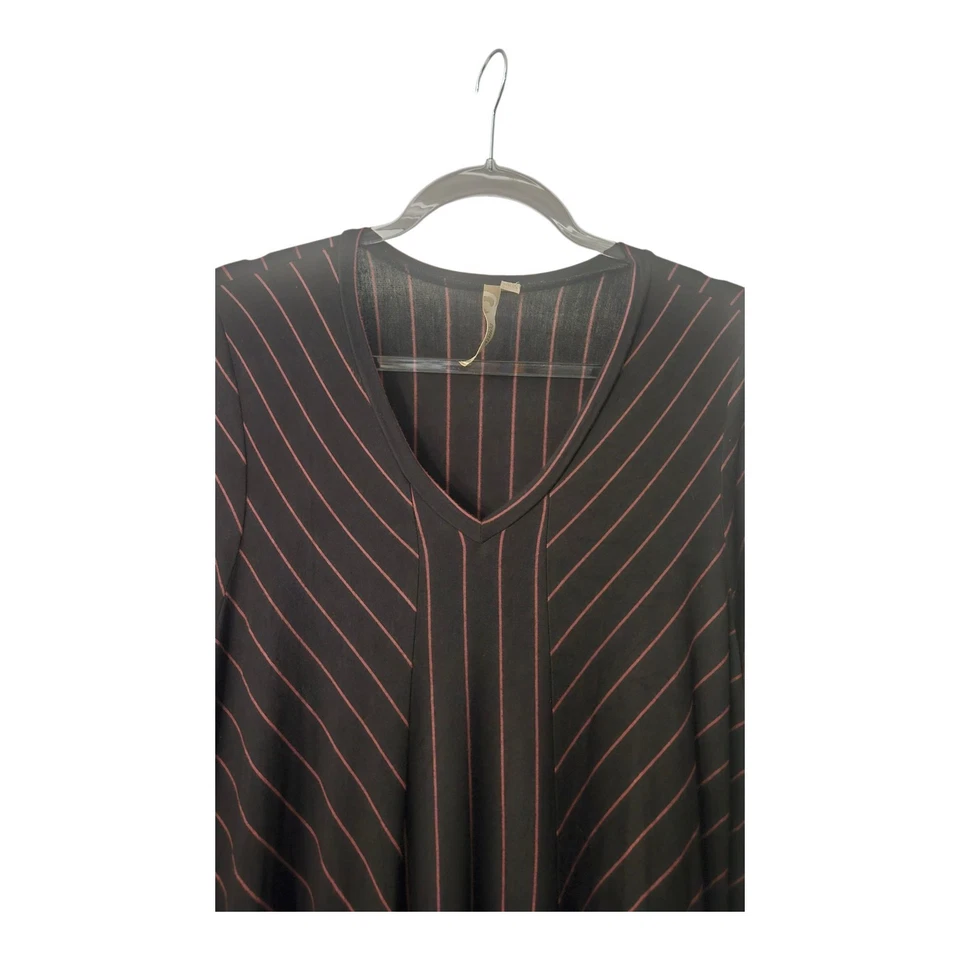 Удобный США Keira туника платье XL черный в полоску v-образным вырезом ассиметричный эластичной стороне разрез - Изображение 3 из 4