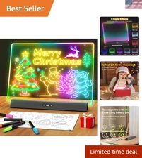 LED Note Board with Colors, Rechargeable 17-Inch Doodle Glow 9-Mode Light Up ...