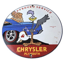 Vintage Mopar Chrysler Porcelain Sign - Road Runner Plymouth Gas Pump Plate Sign Vintage Mopar Chrysler Porcelain Sign - Road Runner Plymouth Gas Pump Plate Sign