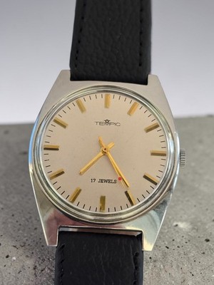 Vintage Uhr Tempic 17 Jewels Armbanduhr Mechanic Uhr Made In Deutschland Men's 