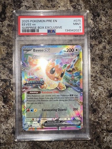 Eevee Ex Pokemon TCG Prismatic Evolutions 075/131 PSA 9 GRADED POKEMON CARD!