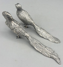 1940s Mexico Sanborns Sterling Male & Female Pair of Pheasants 8.1 ozt STUNNING!
