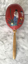 Vintage Mexican Hand Painted Wooden Maracas Shaker Rattle Percussion one only