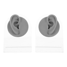 1 Set Flexible Silicone Fake Ear Model Soft Left And Right Earrings Stand