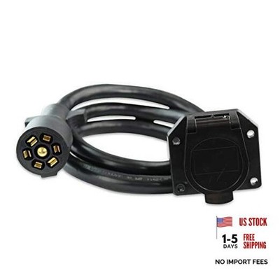 7-Way Trailer Extension Cord Wire 6 Ft - 7 Pin Connector Plug for RV Trailer,