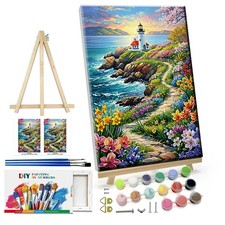 Paint by Numbers Kits for Adult Framed DIY Seascape Paint by Number with Ease...