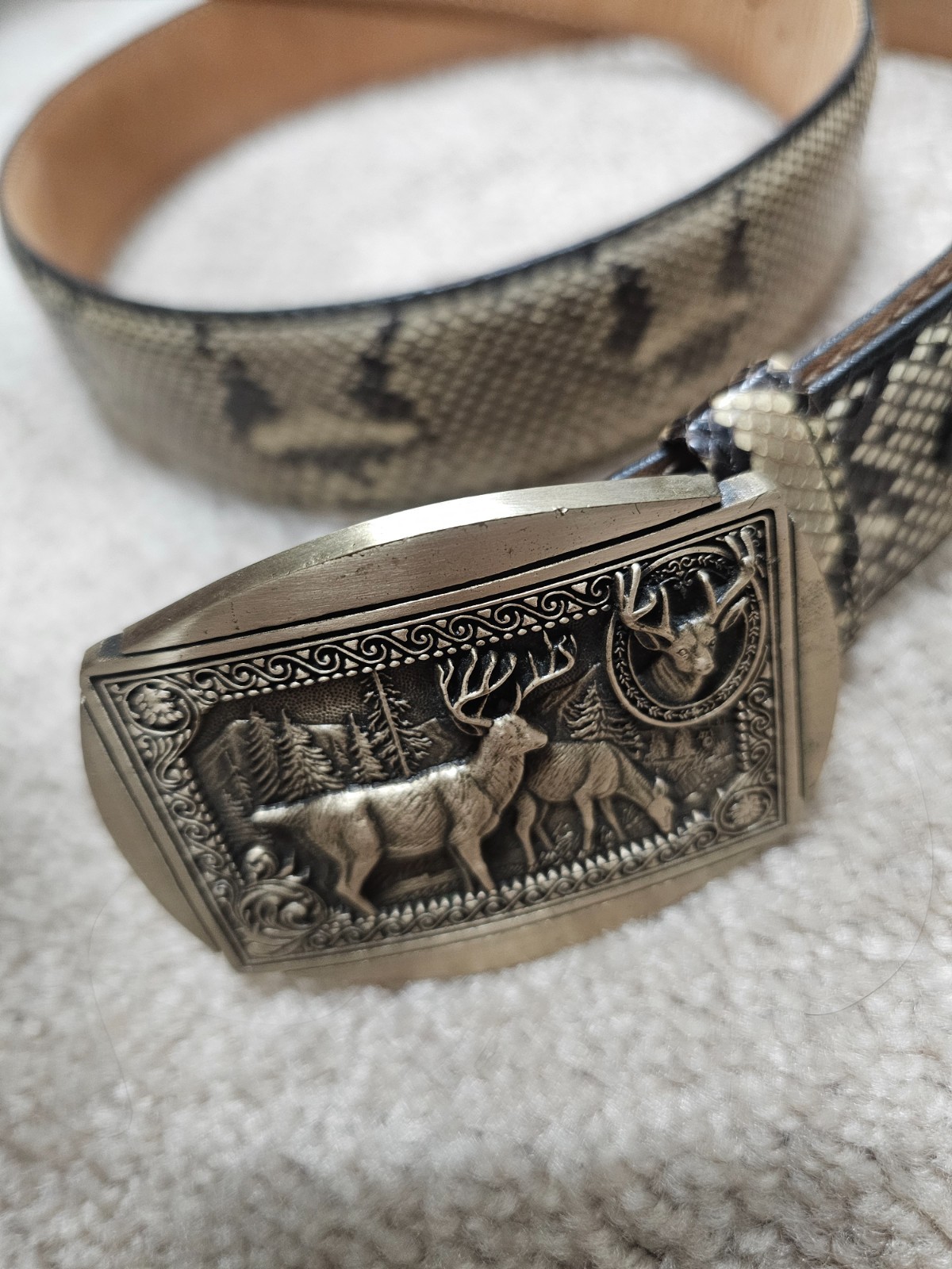 Ferrini Vero Pitone Python Snake Leather Belt + 2… - image 4