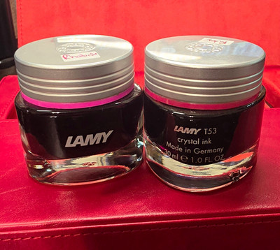 LAMY T53 Crystal Fountain Pen Ink Bottles 2-Pack Rhodamine & Ruby 30 mL