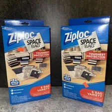 2box Ziploc Space Bag Clothing Vacuum Seal Flat Combo 2Medium 2 Large 1XL & 1Sui