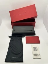 Valentino Sunglasses Case NEW ORIGINAL Box + Papers Black Red interior Luxottica