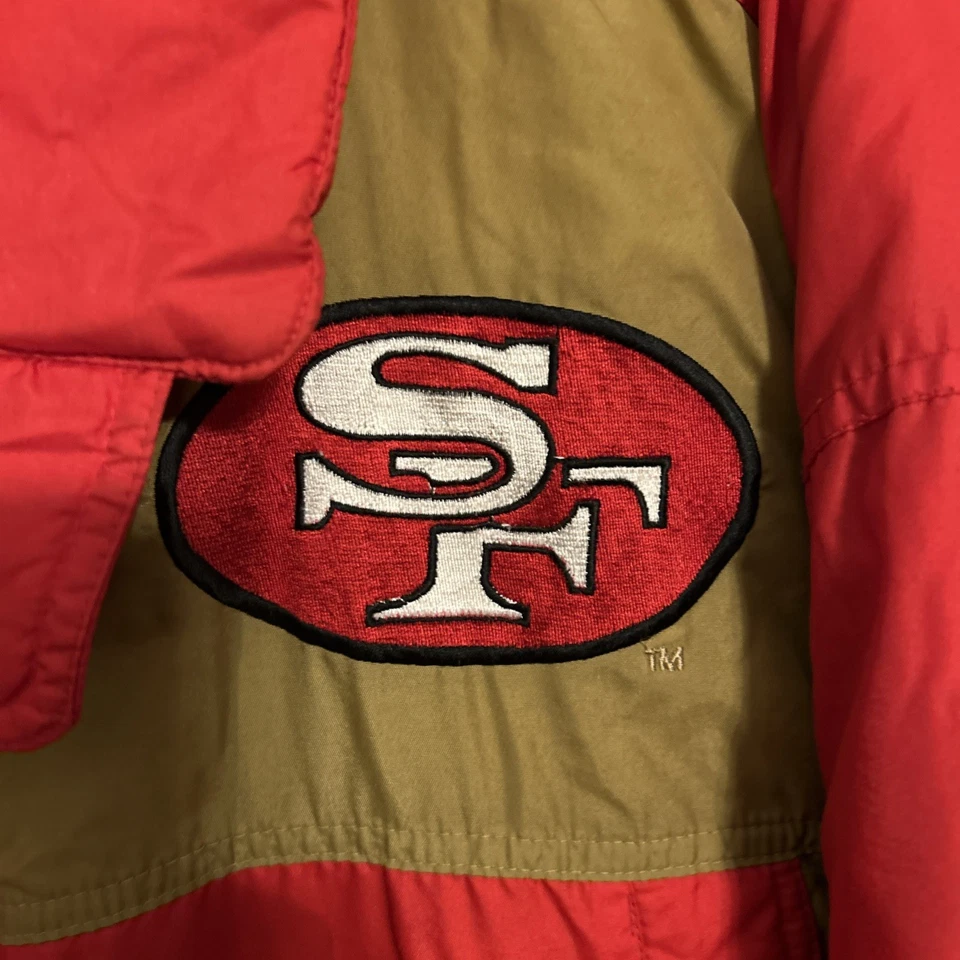 Vintage San Francisco 49ers Jacket Men’s L Red Gold Puffer Coat Big Logo NFL - Image 4 of 4