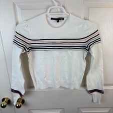 Women's Veronica Beard Fenn Striped Sweater Pullover White Small S