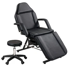 Massage Salon Tattoo Chair  with Two Trays Esthetician Bed with Hydraulic Stool,