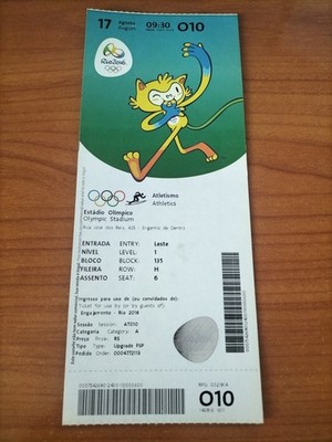 Used Ticket Olympic 17.08. 2016 Rio Olympia O10 Athletics 3