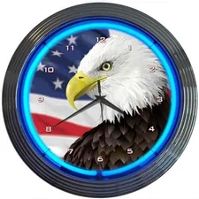 Neonetics 8EGFLG Eagle USA Flag Neon Clock 15 Width x 15 Height x 3 Depth