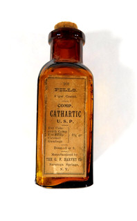 ANTIQUE THE G.F. HARVEY CO. "CATHARTIC" EMPTY MEDICINE BOTTLE COLLECTIBLE
