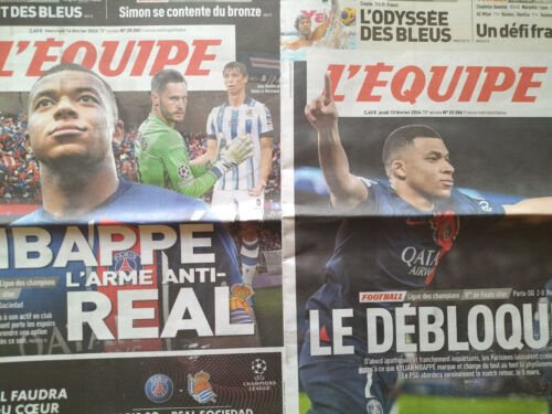 Lot 2 L'EQUIPE 14 & 15 February 2024 PSG 2-0 Real SOCIEDAD & MBAPPE in Unlocker - Picture 1 of 12