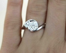 Wedding Ring 925 Sterling Silver 2 Ct Round Simulated Bezel Set Engagement Ring