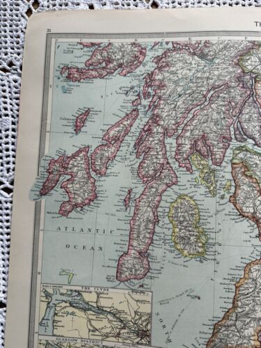 Harmsworth Universal Atlas No's 31 - 32 Scottish Lowlands Genuine Map - Picture 6 of 9