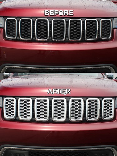 Chrome 7PC Mesh Grille Grill Insert Overlay FOR 2017-2021 Jeep Grand Cherokee - Picture 4 of 5