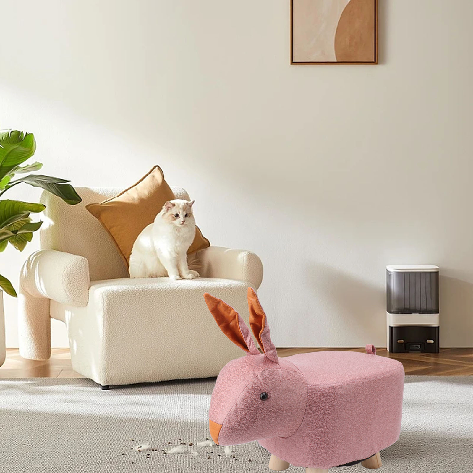 (1)Animal Footstools Wooden Small Footstool Attractive Comfortable For