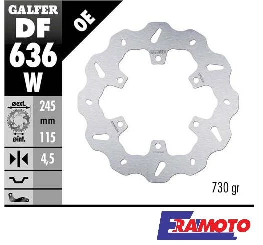 Disco de freno trasero Galfer Wave 245x4,5 mm para DUCATI MONSTER 821 2014-2021 Foto 4 de 4