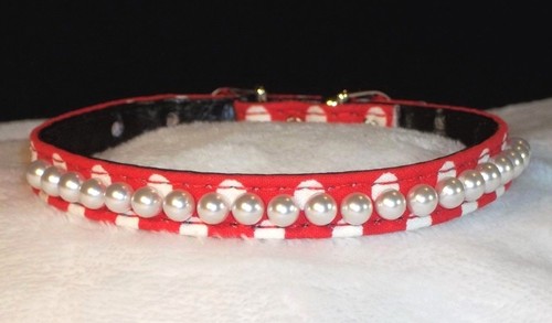 DOG Collar Petite Pearls Polka Dot Designer xs Small Pet CUTE! necklace look 3/8 - Picture 4 of 20
