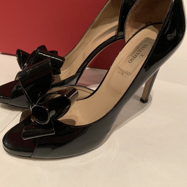 Valentino Bow DâOrsay Pumps Heels Patent Leather Solid Black Sz 38.5 / US 8.5 | eBay