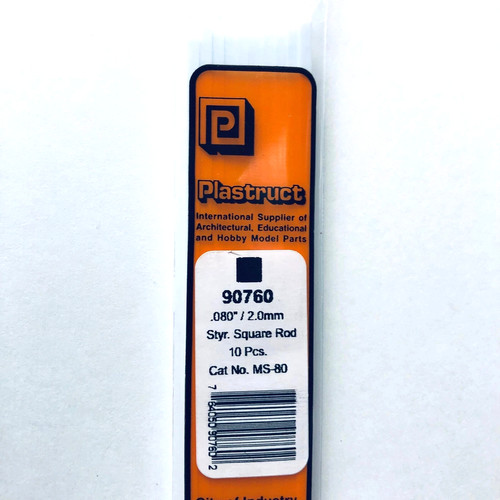 Varilla cuadrada de estireno Plastruct #90760 0,080"/2,0 mm (10/paquete) | Zustand: New