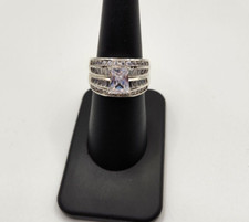 Layered White Stone  Sterling Silver Ring - Size 7