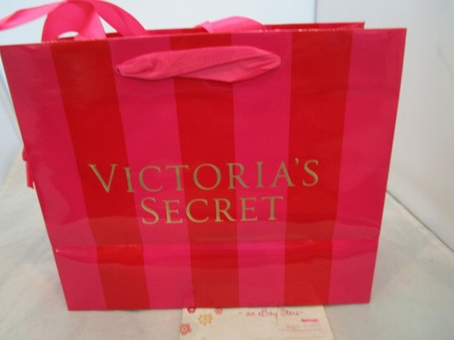 Victoria's Secret Shopping Bag Gift Bag Red Pink Stripes Resuable Used One Time 