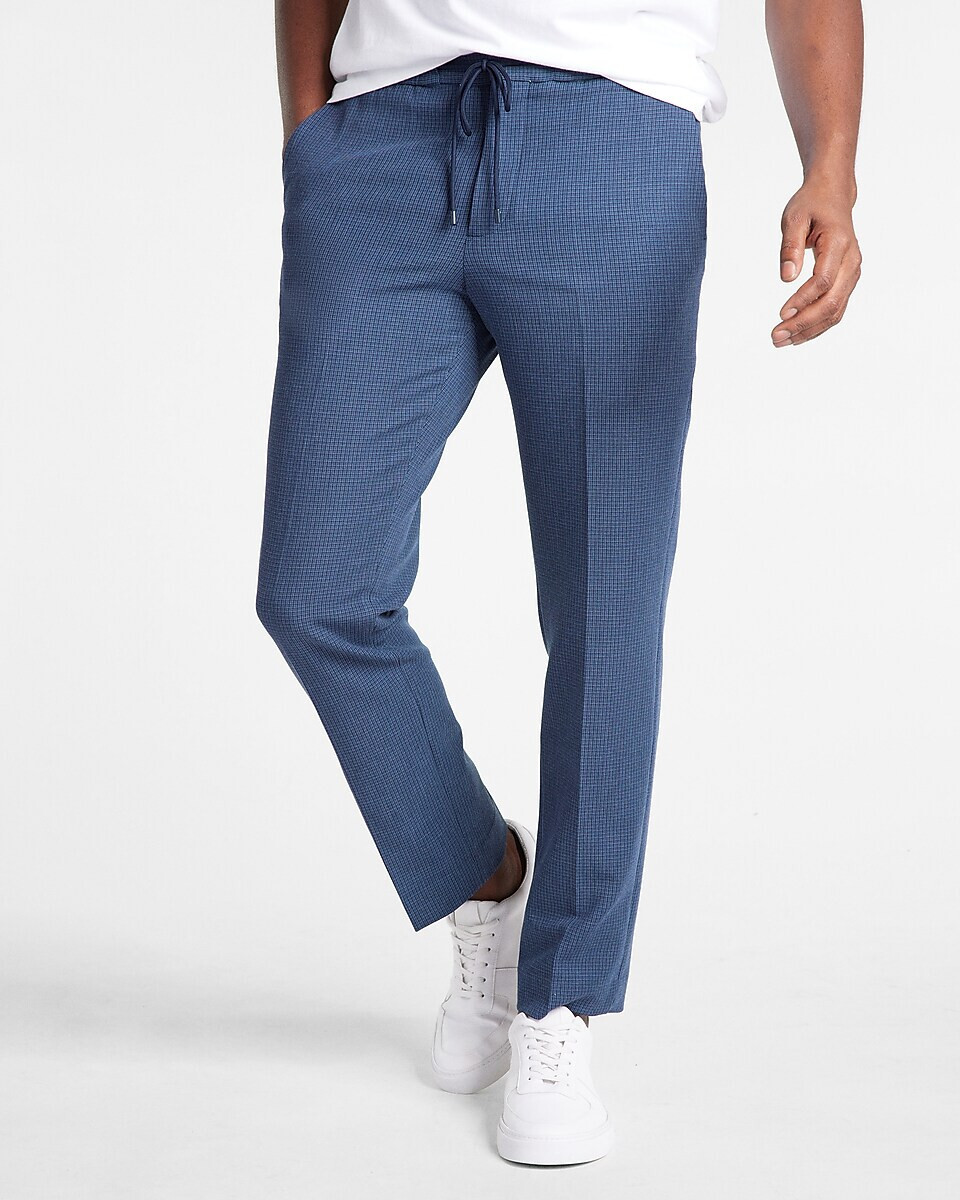 ウェア Hyperstretch Jersey Pants NEW EXPRESS $118 SLIM BLUE CHECKERED HYPER STRETCH SUIT PANT SZ 30