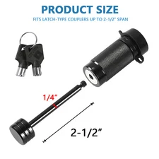 1/4"  Trailer Hitch Coupler Lock Heavy Duty Anti-theft for Tow Boat RV Truck Car