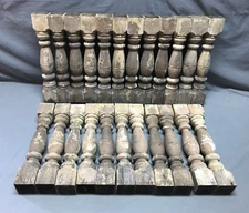 Antique VTG Lot 23 Turned Shabby Mocha 2x15 Exterior Wood Spindles Old 1334-24B