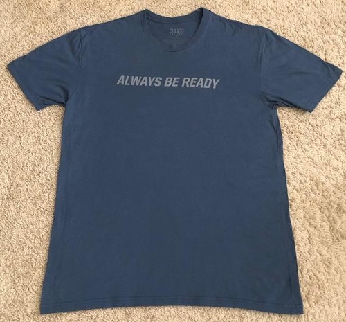 5.11 Tactical Always Be Ready Spell Out Logo Men's Blue T-Shirt Size XL