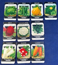 Vintage Card Seed Co. Fredonia, N.Y. Genesee Valley Litho Seed Packet Lot 10 Pc
