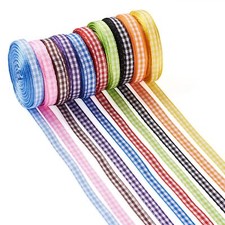 10 Rolls Gingham Ribbon 1/4" Buffalo Plaid Checked Polyester Ribbon for DIY C...