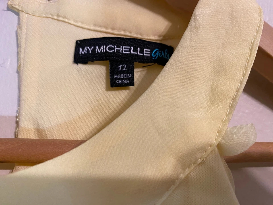 Vestido My Michelle Niñas Amarillo Floral Tachonado - Talla 12 - MEDIDAS EN LA FOTO Foto 4 de 4