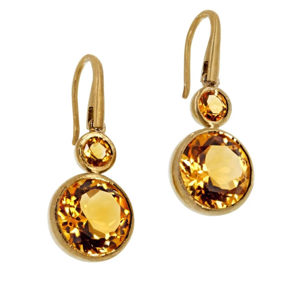 Pendientes colgantes de cuarzo citrino chapado en rodio de plata de ley con rarezas Foto 4 de 4